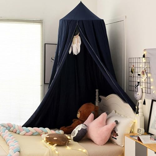 Odot Betthimmel Babybett, Einfacher Stil Betthimmel Mädchen und Jungen Himmelbett Vorhänge Kinder Baldachin Kinderzimmer Rund Hängende Princess Moskitonetz für Babyzimmer (Schwarz,65cm)