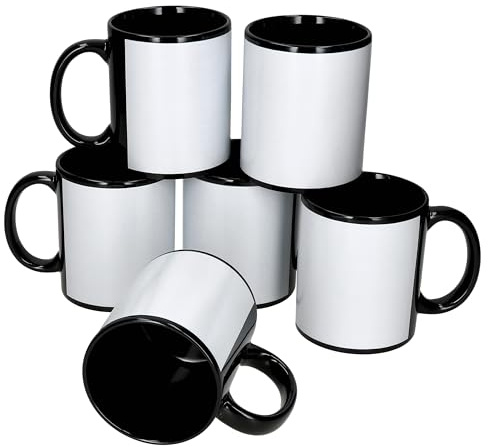 MamboCat Cara 6er Set Kaffeebecher schwarz & weiß I 300ml I Black & White Porzellan-Kaffeebecher mit Henkel für 6 Personen I Tassen für Tee & Co