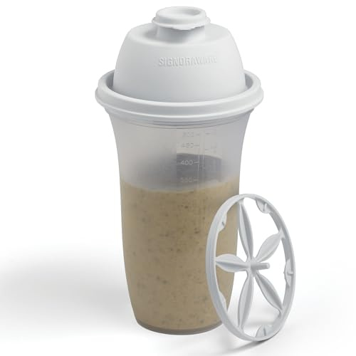 SIGNORA WARE Shaker Protéiné de 500ml, pour Boisson Protéinée, Compléments Alimentaires En Poudre, Protéines de Musculation, Vinaigrettes, Gourdes de Sport Sans BPA