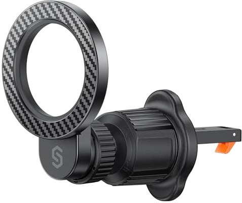 SYNCWIRE für MagSafe Autohalterung, [Ringbelüftung] 360-Grad-Drehung Magnetische Handyhalterung für Auto-Luftauslass, Kompatibel mit iPhone 17/16/15/14/13/12 Series, Carbonfaser-Stil