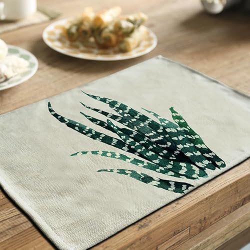 Mantel Individual Hierba Verde Juego de 4 Manteles Individuales bajoplatos Aislante Calor Lino Antimanchas Antideslizantes decoración Mesa Comedor Cocina 45X30cm