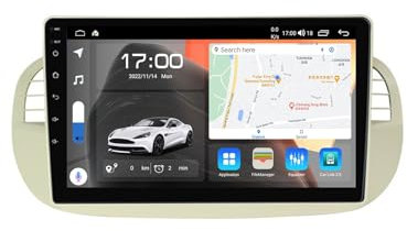 Car Stereo 1 DIN Android 12 For Fiat 500 Wireless Carplay Android Auto,9 IPS Touch Screen Car Audio With BT 5.0/FM AM Radio/DAB+ RDS/DSP/DVR/GPS/SWC/OBD 2(Silver,M150CP)