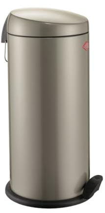 WESCO klassischer Tretabfallsammler CAPBOY MAXI in der Farbe neusilber, pulverbeschichtetes Stahlblech, Metalleinsatz aus 22 Liter Volumen, Kunststoff-Fußtritt