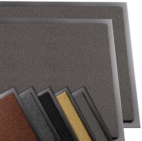 VOUNOT® 2 Pezzi Zerbino Ingresso Casa da Esterno, Tappeto Entrata Interno, Resistente Sporco, Antiscivolo e Essorbente, 60x90 cm, Antracite