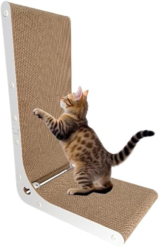 für Katzen, Kratzmöbel aus Karton für Hauskatzen - Kratzkarton für Katzen in L-Form, mit integrierten Katzenspielzeugkugeln für Kätzchen, Hauskatzen, p