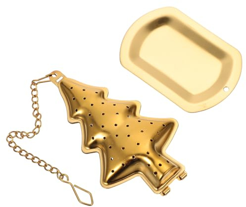 PRETYZOOM Pratico Filtro Per Il Tè 2 Pezzi Colino Per Il Tè in Acciaio Inox Colino Per Il Tè A Forma Di Albero Di Natale Dorato