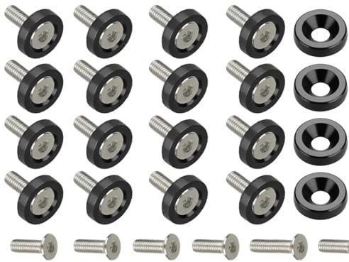 Motorrad Schrauben Muttern 40PCS General Parts Billet Aluminium Kotflügel Stoßstange Unterlegscheibe Für Bolzensatz Motorraum Sechskantschraube Kleid Für Kit M6 X 20MM Muttern Schrauben Auto Auto