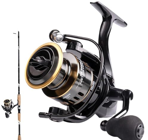 Fishing Reels Saltwater - Leistungsstarke Brandungs-Angelrolle Angelspinnrolle | Fishing Tackle Bait Feeder Spin Reels mit 19,8 Pfund maximalem Widerstand zum Fliegenfischen,