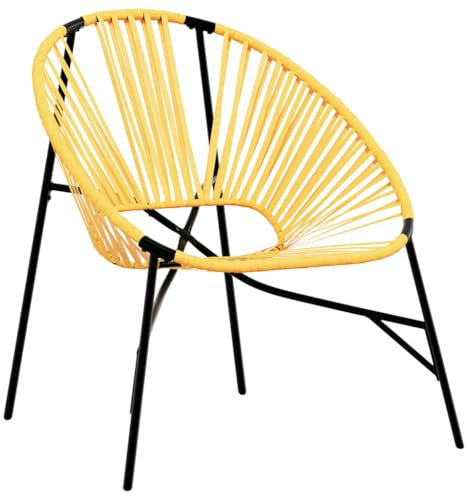 vidaXL Gartenstuhl in Ei-Form Schwarz und Gelb Poly Rattan, Ei-Stuhl, Gartensessel, Sessel, Gartenstuhl, Garten Sessel, Outdoor Sessel, Terrassenstuhl