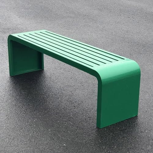 Gartenbank aus Metall für den Außenbereich, mit 299 kg Tragkraft, keine Montage erforderlich, rückenfreier Sitz für zwei Personen, für Parkhof, Terrasse, Deck und Rasen, Grün, 180 cm