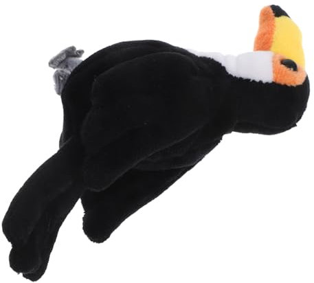 JUMPLAWN Mini -vogelfingerpuppe Tack-Abzeichen Plüschpuppenpuppe Knopfabzeichen Daumenabzeichen Cartoon- Puzzle-Marionette Papageienspielzeug Vogelpuppe Brosche Black Pp Baumwolle