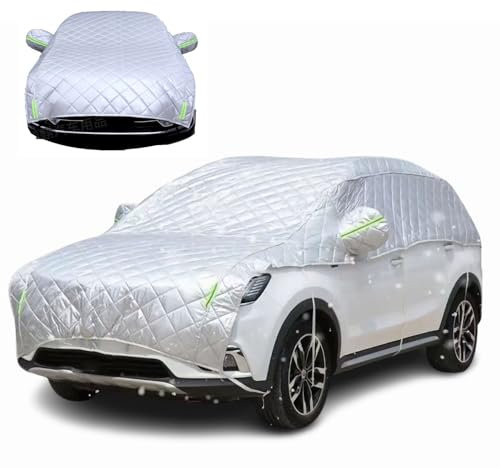 Hageldecke Auto für V olkswagen B eetle Cabrio 2011-2019 Auto Abdeckplane Wasserdicht Atmungsaktiv,Halbgarage für Autos Staubdicht Wetterfeste,Mit Nachtreflexionsstreifen,Silber-Half Cover