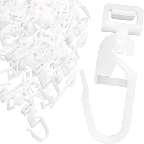 120 Stück Gardinenhaken für Schienen, Vorhang Haken, Gardinenröllchen, 3,4cm Gardinengleiter für Schienen, Gleiten Leise und Zuverlässig, Vorhangzubehör für Caravan und Wohnmobil, Weiß