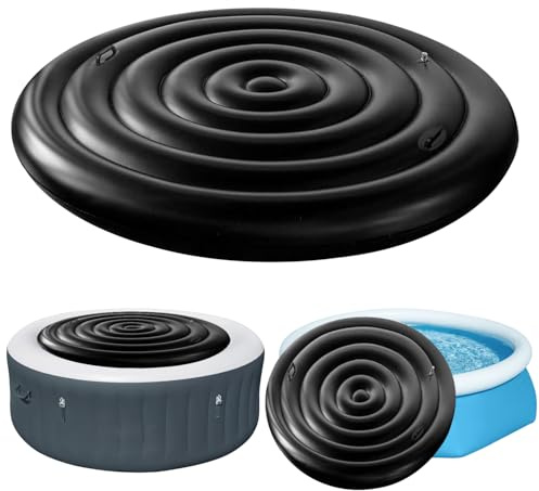 Cubierta inflable para bañera de hidromasaje con asa, tapa plegable para jacuzzi, recinto redondo para bañera de hidromasaje con inflado rápido y fácil, resistente al viento, lluvia, nieve, protección