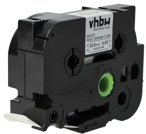 vhbw Schriftband-Kassette kompatibel mit Brother P-Touch PT-9500 Etiketten-Drucker 1,5m x 23,6mm Schwarz auf Weiß, Schrumpfschlauch-Kassette