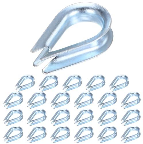 M METERXITY 24-Pack Wire Rope Thimbles, M8 Carbon Steel 8mm Rope Thimble Rigging for Diameter Cable Rigging/Sailing/Clothesline, Wire Cable Protection