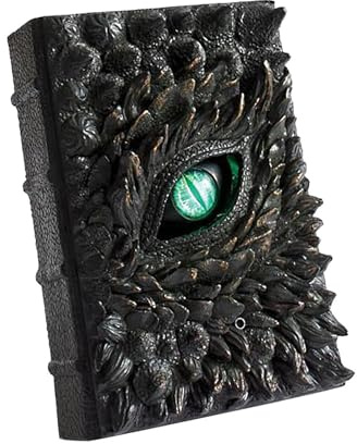 Stgbcst Magica decorazione a libro in resina con drago in rilievo 3D – decorazione animata di Halloween con occhi di drago con scultura, perfetta da presentare in ufficio o libreria.