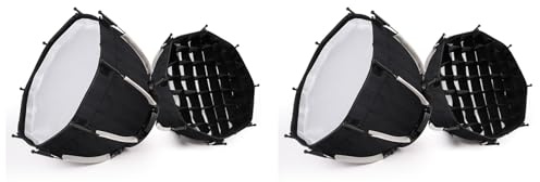 Uikdjgu 2X Softbox Ottagonale da 30 cm Mini Bowens Mount Softbox A Griglia A d'Ape A Sgancio Rapido per ZU60 o M60 COB Fill Light Studio
