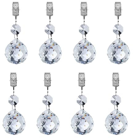Janasiba 8 Piezas Peso Mantel, Pesos Pesados De Cristal De Cristal, Perchas, Colgantes Para Mantener Cortinas, Cortinas De Ducha, Jardín