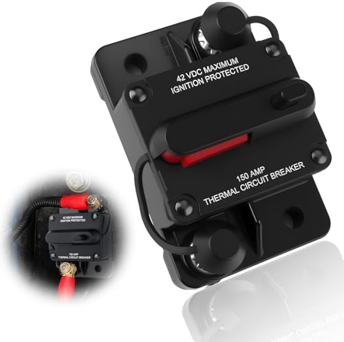 150A Schutzschalter Mit Manuellem Reset, Wasserdichter Sicherungsautomat DC 12V–48V, Inline Leistungsschalter Für Auto Boot Marine LKW Wohnmobil Und Audio Systeme