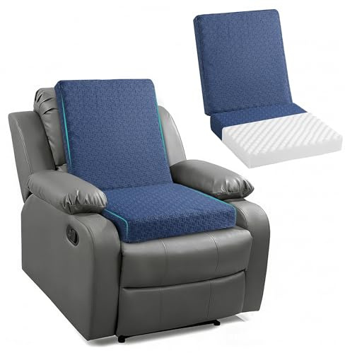 Ganondorf Extra Large Egg Crate Recliner Seat Cushion for Elderly Tufted Furry Booster Foam Cushion, Pressure Relief for Long Sitting Orthopedic Chair Cushion for Recliners Office Chairs, Navy