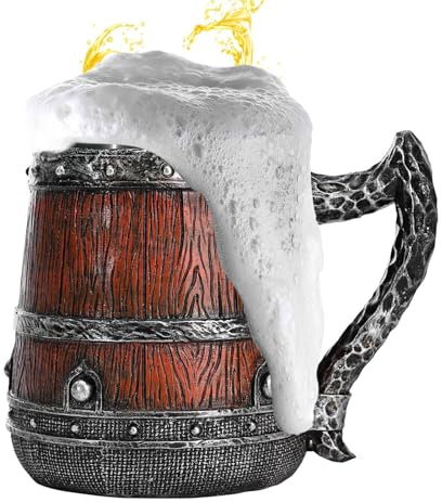 Générique Boccale da birra – Stein in grano di legno simulato, contenitore termico da 550 ml, boccale in metallo a doppia parete | Man Cave per bevande ghiacciate, feste a tema tedesco