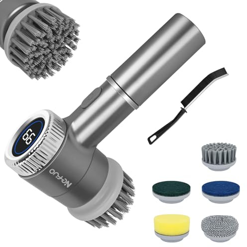 Electric Cleaning Brush, Electric Spin Scrubber with 3 Speed, 5 Replaceable Heads, Upgrade Electric Scrubbing Brush, Electric Scrubber for Bathroom, Kitchen, Tile, Garden, Floor, Car, Window, Stove