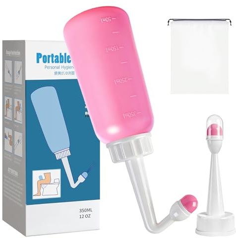 Po Dusche, Peri Flasche Gerade Düse und Winkel-Düse mit Aufbewahrungstasche, TPE-Material Portable Bidet für Po und Intimbereich, Essentials für die postpartale Dammpflege(350 ml)