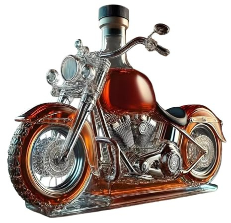 Hemoravoma Motorcycle Whisky Decanter, Glass Liquor Bottle Aerator, Vintage Decorative Alcohol Dispenser, Creative Carafe for Men Dad Home Kitchen Bar Birthday Gift