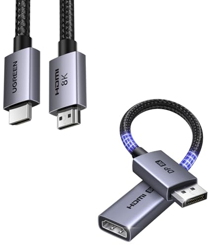 UGREEN Cable HDMI 2.1 8K Certificado y 8K Adaptador DisplayPort a HDMI