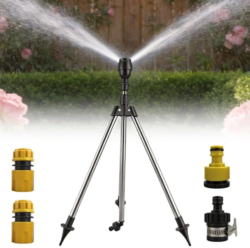 Arroseur Jardin, SGZIOO Télescopique Arroseur Rotatif sur Trepied, Rotatif à 360°, pour Pelouse, Cour et Jardin