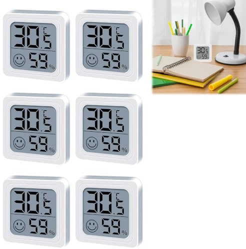 Avvchuy 6 Pcs Mini Indoor Humidity Meter, Digital Lcd Display Hygrometer, High Accuracy Digital Room Thermometer for Home, Garden, Greenhouse, Office