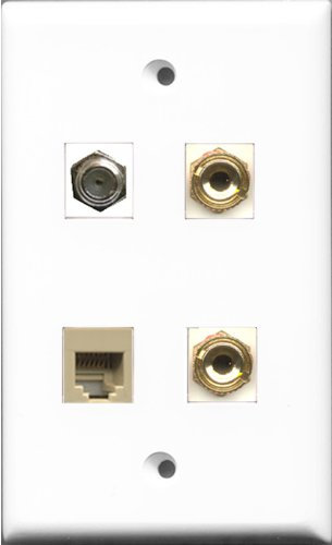 RiteAV – 1 Port Koax-Kabel TV-F-1 Port Telefon RJ11 RJ12 beige 2 Port Banana Lautsprecher Wandplatte
