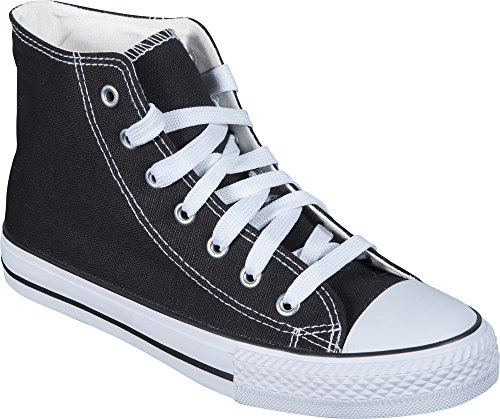 Zapatillas Bota Lona LONETA Basket Unisex Y NIÑOS (37, Negro)