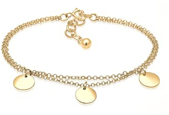 Elli Damen Echtschmuck Armband Kreis Layer Geo Plättchen in 925 Sterling Silber