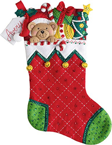 Bucilla Felt Stocking Applique Kit 18 Long-Holiday Teddy