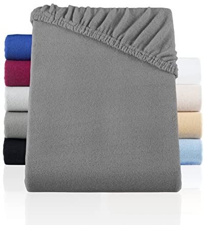 BaSaTex Flausch Spannbettlaken Teddy, 90x200-100x200 cm, Anthrazit | Winter Thermo Fleece, wärmendes plüsch Spannbetttuch Teddy, flauschiges Bettlaken