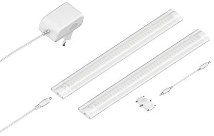 ledscom.de LED Unterbau-Leuchte SIRIS weiß matt, flach, je 30cm, je 370lm, weiß, 2er Set