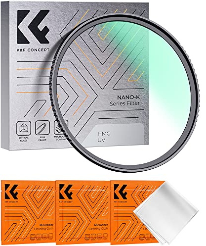 K&F CONCEPT Nano-Klear 43mm Filtro de Protección UV con 3 Paños de Limpieza | Filtro UV de Vidrio Óptico con Revestimiento Nano para Objetivo - FV301