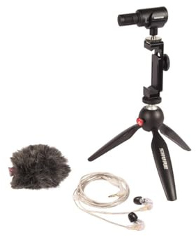 Shure Tragbares Videografie-Set mit MV88+ digitalem Stereo-Kondensatormikrofon und SE215 PRO Schallisolierenden Kopfhörern (MV88+SE215-CL)