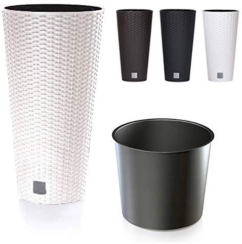 Blumenkübel Blumentopf Übertopf Rattan Optik Pflanzkübel mit Einsatz Rato Vase (250 Umbra)