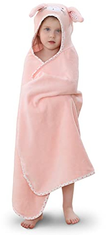 TBEZY Hooded Towel for Kids 100% Cotton Ultra Soft with Unique Animal Design Large for Infants 3-10 Years (Bunny)