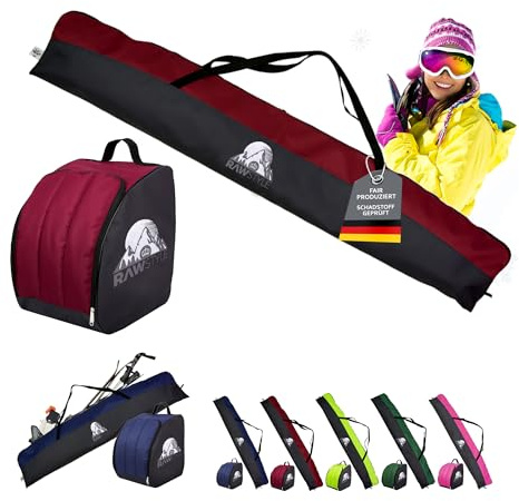 Rawstyle Skitasche Ski-Schuh-Tasche Kombi-Set MOD 2 | 160cm 180cm 190cm, wasserdicht, Ski Bag, Ski Cover, Wintersport
