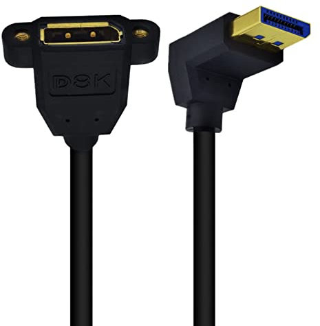 INNOV8 DisplayPort 1.4 8K / 60hz Angled Male to Female Panel Mount DP Audio Extension Cable (Down Angle)