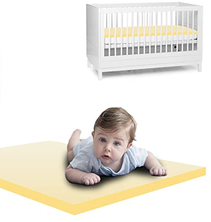 KISAA Living Cot Mattress Topper, 2.5cm 1'' Orthopaedic Memory Foam Cot Mattress Topper For Cot and Toddle bed (Cot - 120 x 60 x 2.5 cm), Beige