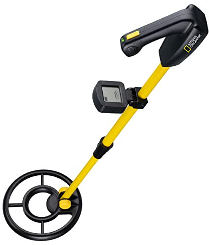 National Geographic Metalldetektor für Kinder mit 12 cm Suchtiefe, bis zu 15 cm wasserdichter Suchspule und LCD-Display, höhenverstellbar von 76 bis 88 cm, hochpräzises Metallsuchgerät für Anfänger