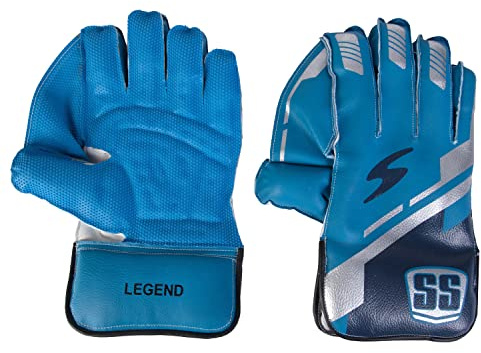SS Legend Premium Cricket-Schild-Handschuhe, Herren, Rot, Blau, Silber, Schwarz