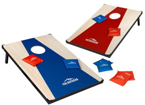 Monoprice Pure Outdoor Collection - Juego de Cornhole de Madera para Exteriores de 4 x 2 pies con 8 Bolsas de Frijoles y Funda de Transporte, para Adultos, niños y Familia, para Interiores y
