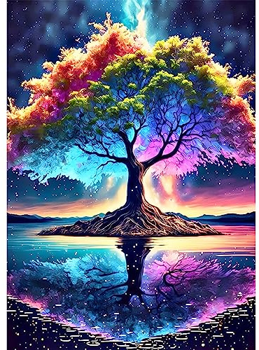 NAIMOER Tree Diamond Painting Kits für Erwachsene Kinder, 5D Diamant Painting Bilder Baum Erwachsene, DIY 5D Diamond Painting Landschaft Diamant Malerei Set für Home Dekor 30x40cm