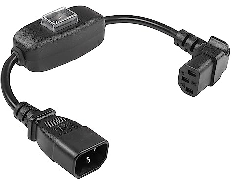 CERRXIAN 1 Fuß UP-Winkel IEC 320 C13 auf C14 mit EIN/Aus-Schalter PDU-USV-Stromkabel, 10 A 125 VAC C14-Stecker auf C13-Buchse Standard-Computer-Stromverlängerungskabel für Monitore, Computer usw